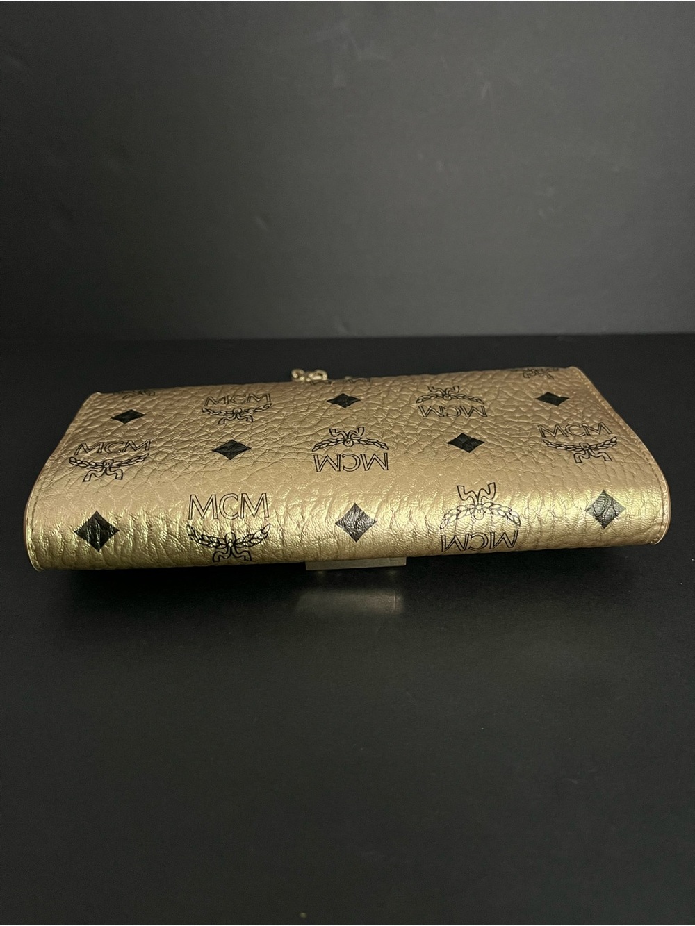 MCM Small Patricia Crossbody Wallet -  Metallic Gold Leather - Picture 7 of 13